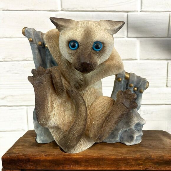 VTG 1997 Stone Critters Siamese Cat Figurine Curtain Call Kitty SC-992 - Picture 1 of 8